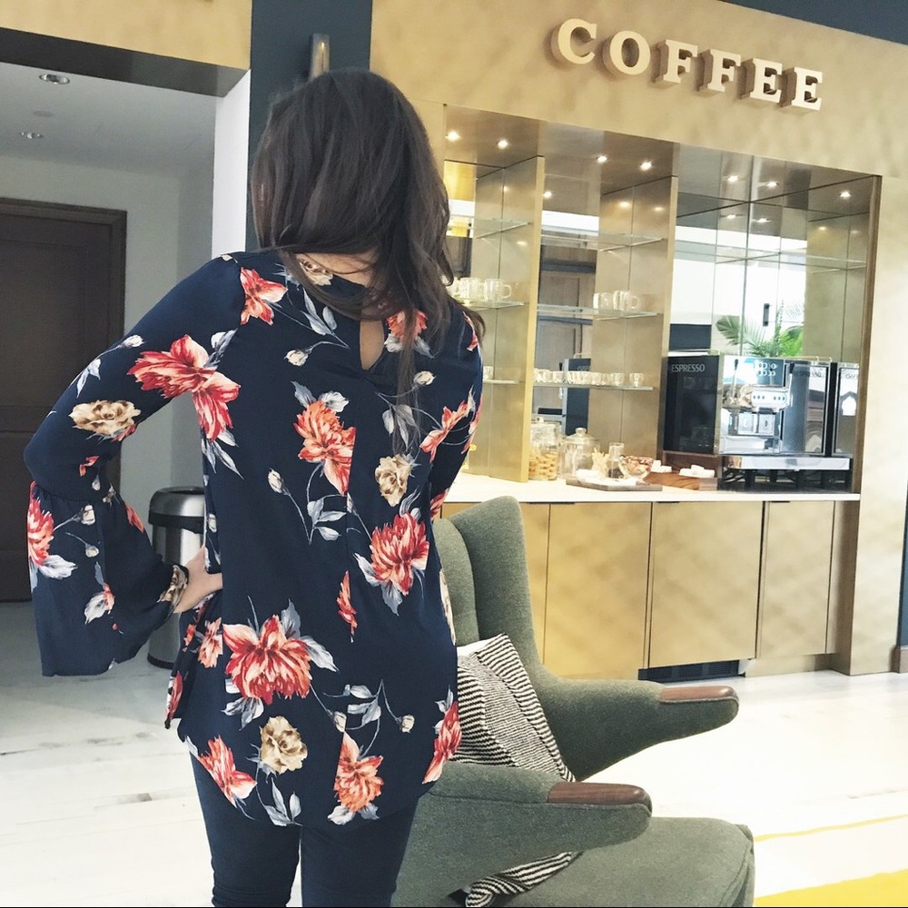 Floral silky top.
